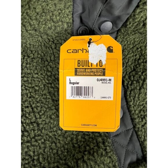 Carhartt Relaxed Fit Fleece Pullover Dark Green Men's Size L New With Tags - Picture 10 of 10